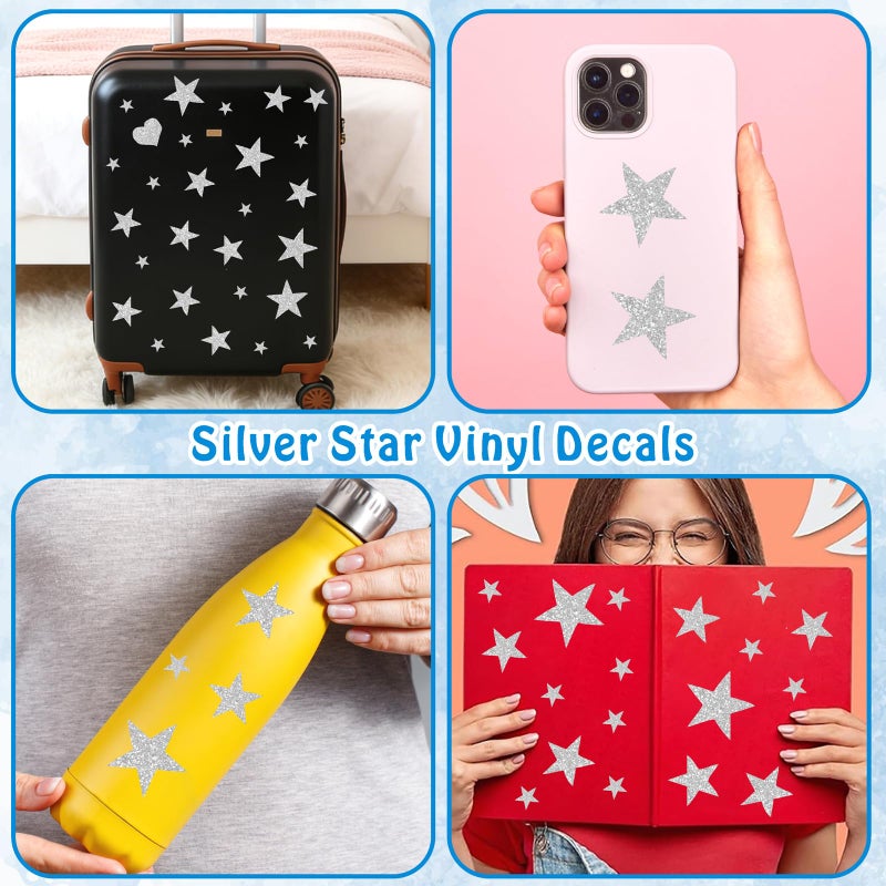 Easma Star Wall Decals (191stars+1moon+1heart) 3 Size Silver Stars and Moon Decals Removable Peel and Stick Stickers Fits Kids Room Decor - Image 5